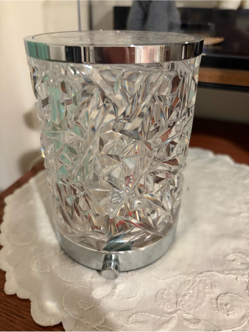Textured Chrome Night Light- Clear